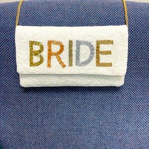 Beaded crossbody bag for the bride to be, so chic!